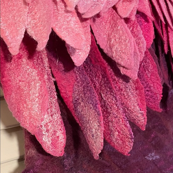 Winged Angel Wing OOAK Pink Handcrafted Felted Wool Purple Feathered Backpack - Picture 8 of 16